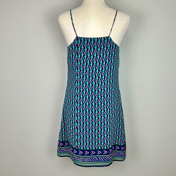 Anthropologie Maeve Womens Teal Silk Geometric Slip Dress Blue Green size XS - Picture 5 of 11